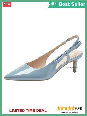 Pointed Toe Slingback Kitten Heel Pump with Bow Detail